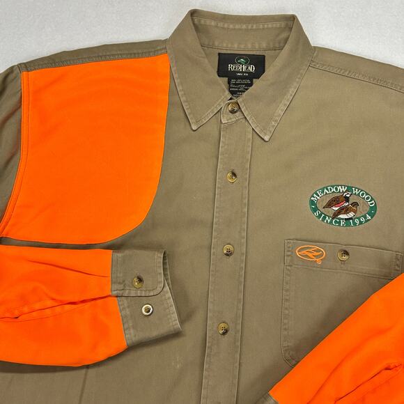 Redhead Shooting Hunting Mens L Button Shirt L/S Meadow Wood Farms Embroidered - Picture 4 of 16